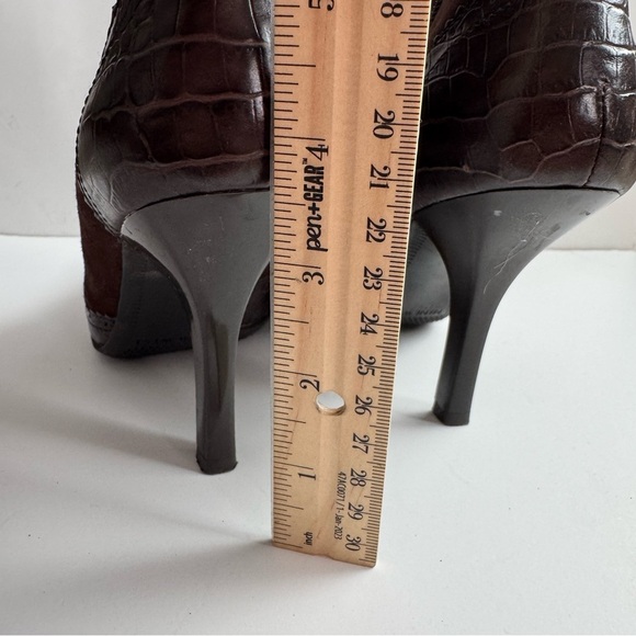 Nine West Top Dollar suede and croc print Dark Brown Suede leather Ankle Booties - Picture 9 of 14